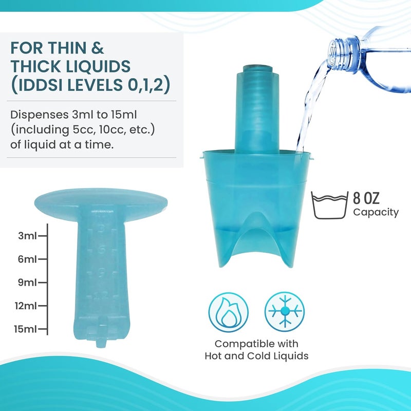 RJE Dysphagia Regulating Drinking Cup for Difficulty Swallowing Disorders - Controlled Sips Adult Size (8oz) Cup Prevents Aspiration - 2 Handles for Secure Grip - Adjustable 3-15cc, Made in Canada - Image 4